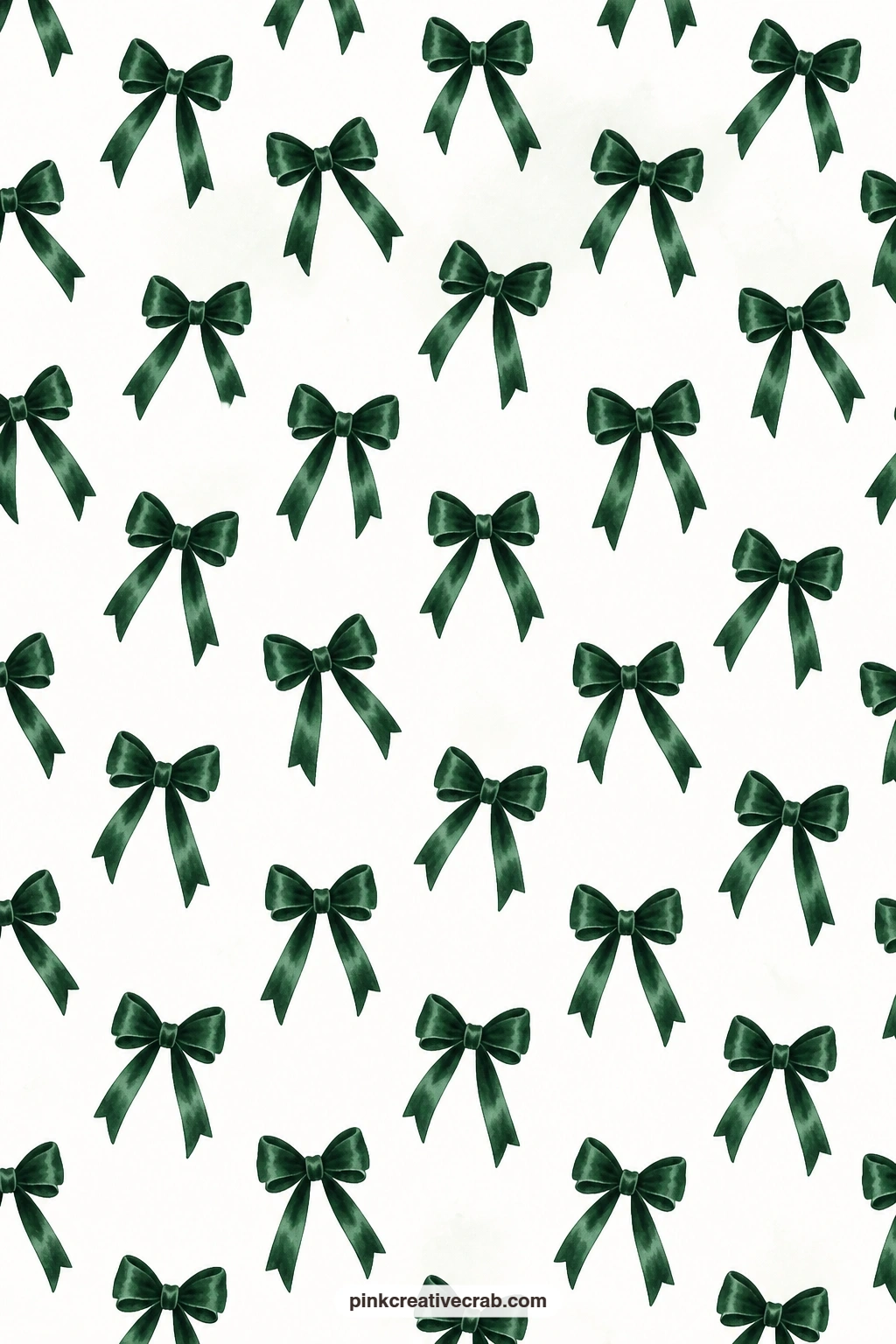 Velvet Bow Paper printable page — Dark green velvet bows scattered on white make a decorative book cover, and the flat motif prints cleanly even on a home