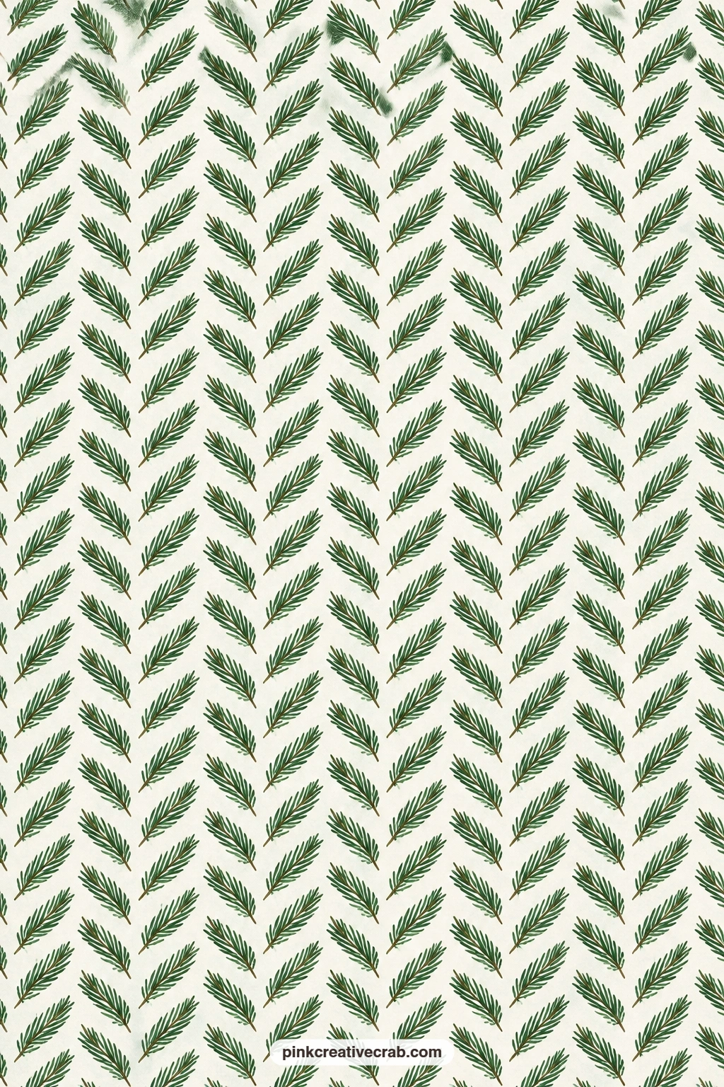 Herringbone Needle Paper printable page — Pine needles arranged in a herringbone pattern on white add quiet texture to a journal page base beneath a simple