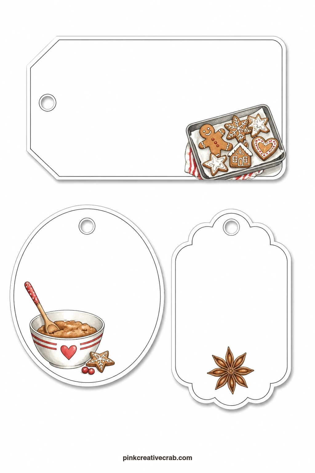 Fresh Baked Tray Tags printable page — The luggage tag here shows a tray of fresh cookies straight from the oven, good for a gift of a dozen still warm from