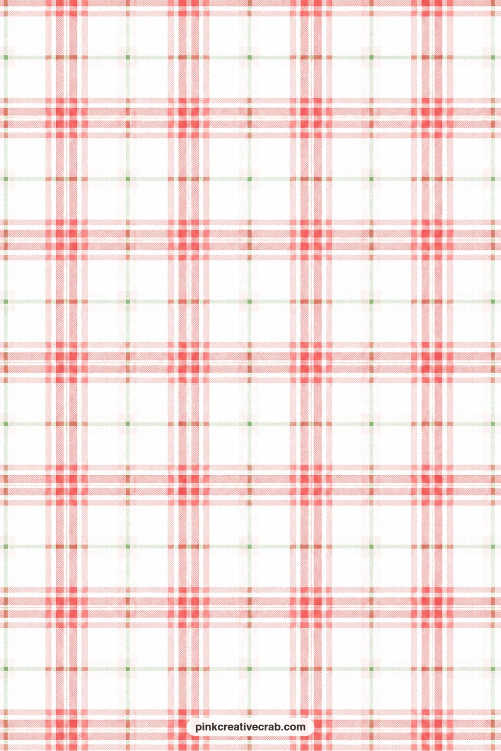 Tartan Line Paper printable page — Thin green lines cross a soft red and white tartan grid, pairing well with the buffalo check paper for a mixed-plaid card