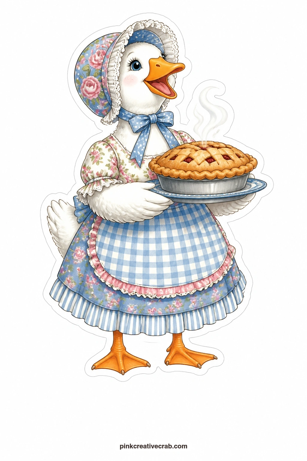 Mrs Goose and Her Pie printable page — Write "fresh from the oven, just for you" beside this one and send it to anyone who bakes for the whole street. Cute