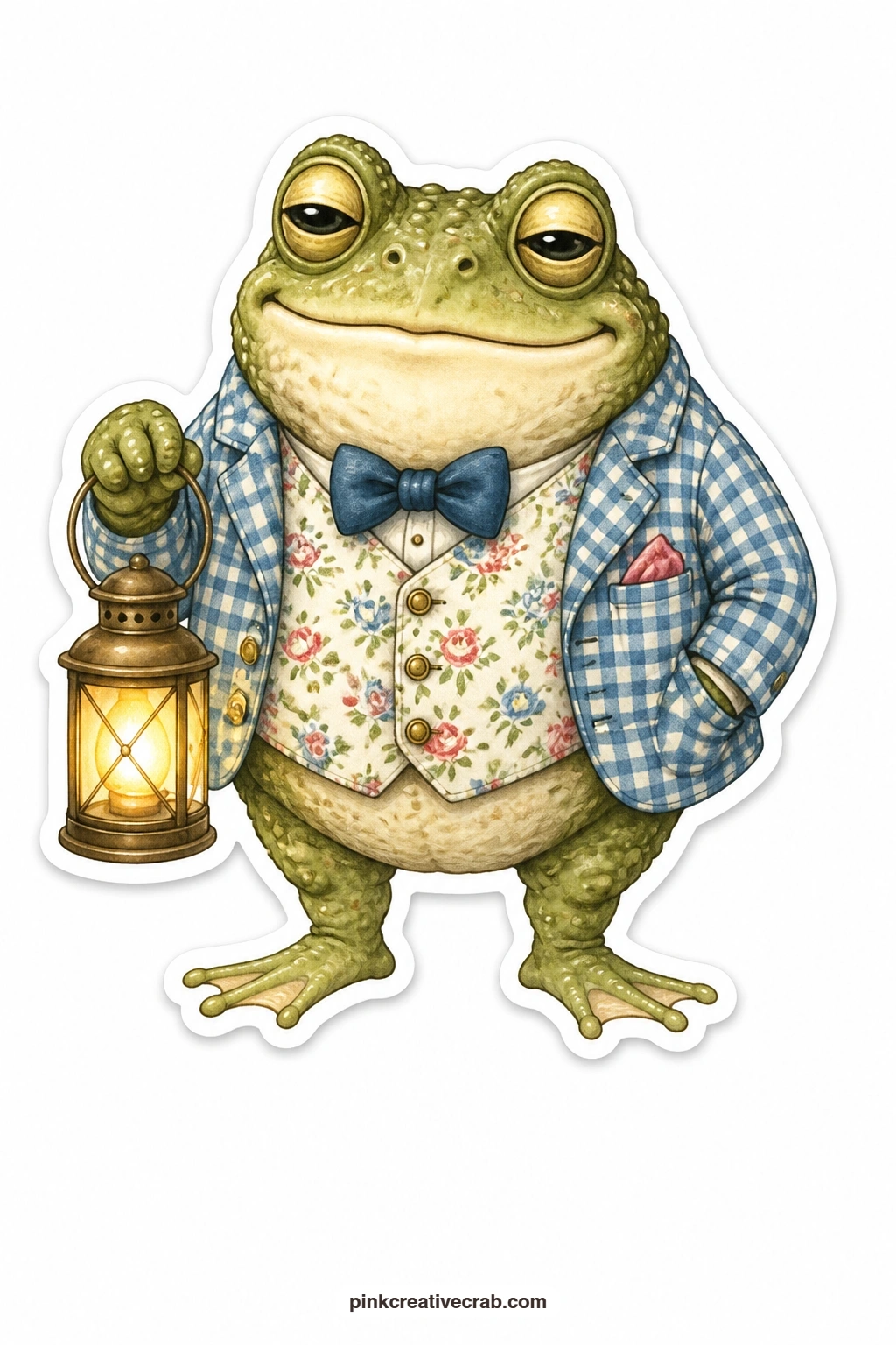 The Lantern Walk Home printable page — Carrying a small lantern through the last of the evening light, a toad in a waistcoat and bow tie looks sleepy and ready