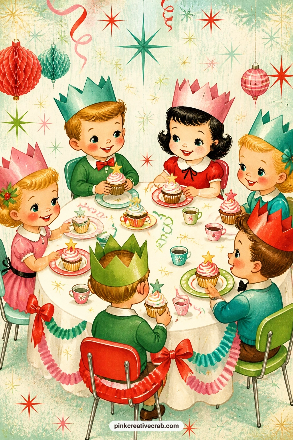Children's Table With Paper Crowns printable page — Who this page suits in a gift journal: the grandchild who always sat at the little table, now grown