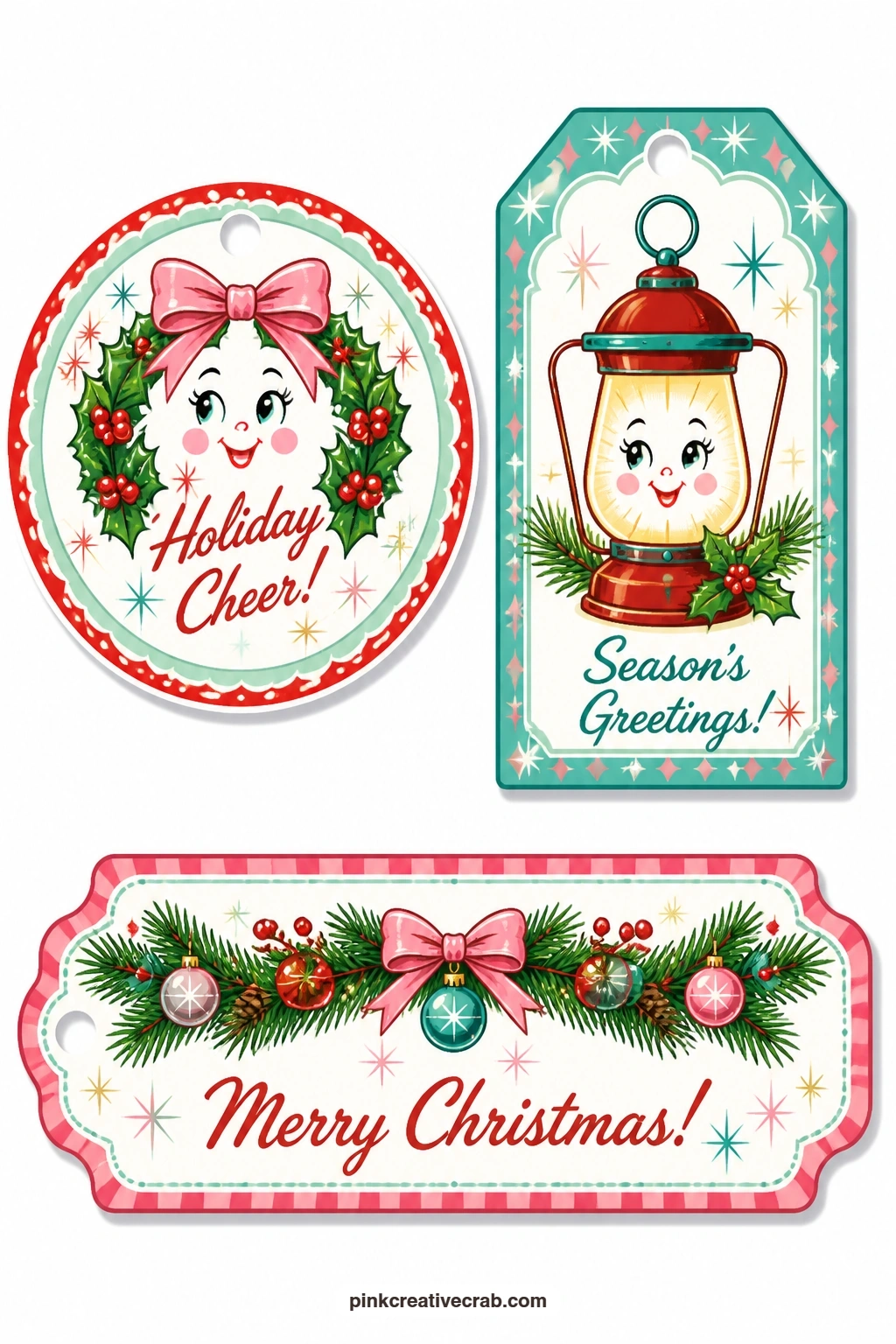 Wreath and Garland Tags printable page — Hang a holly wreath, light a lantern or trim a garland of pine, all here for the gifts that need something classic