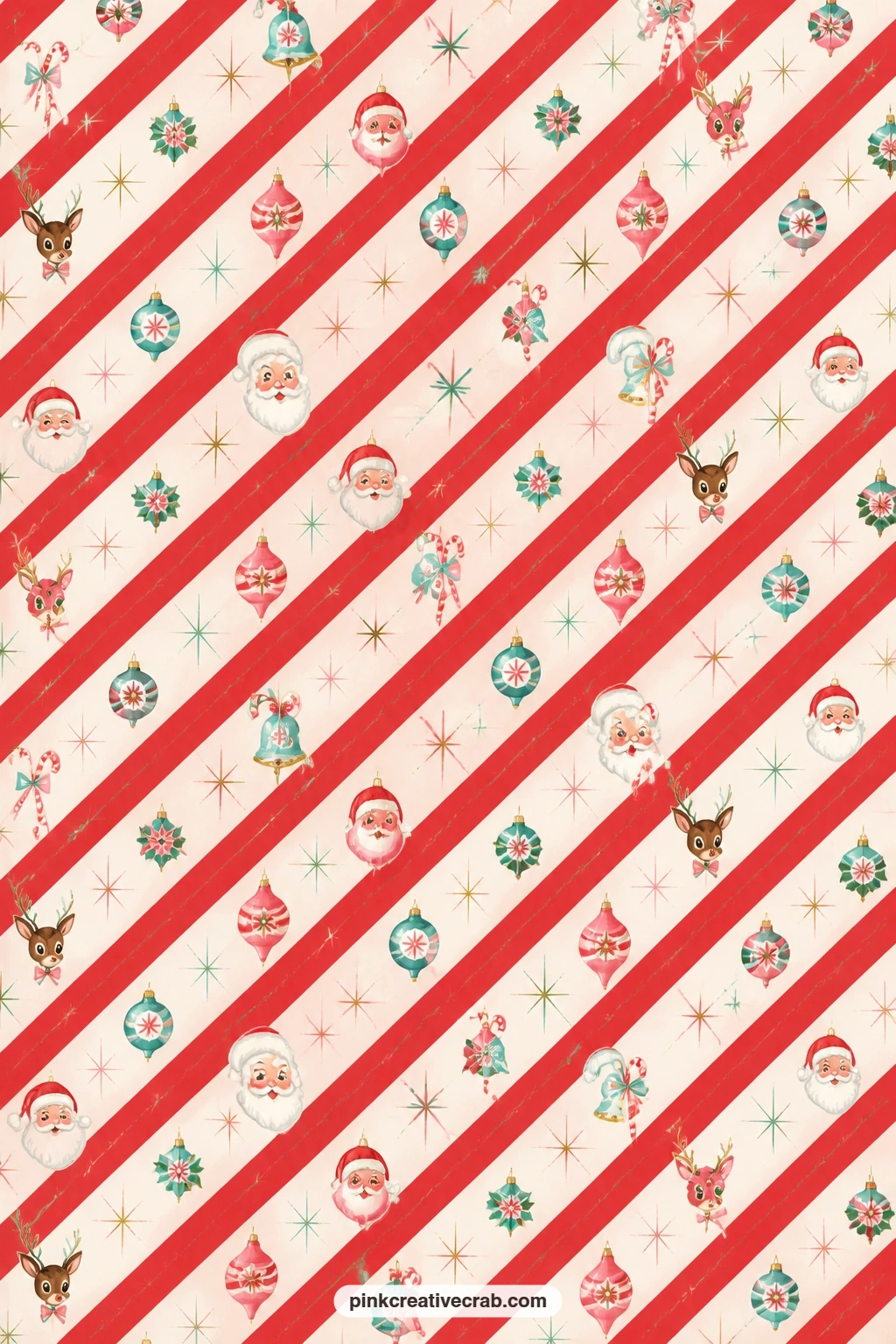 Candy Cane Stripe Background printable page — Use this red and white stripe behind a cut-out photo, as the lining for a small envelope pocket, or folded into a