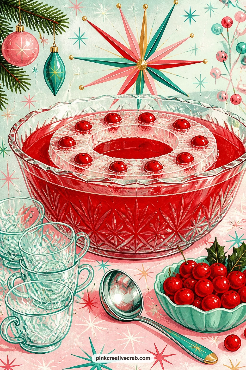 Punch Bowl With Ice Ring printable page — Glue in a real punch recipe card, a drink ticket from the party, or a little swizzle stick tucked into the corner of