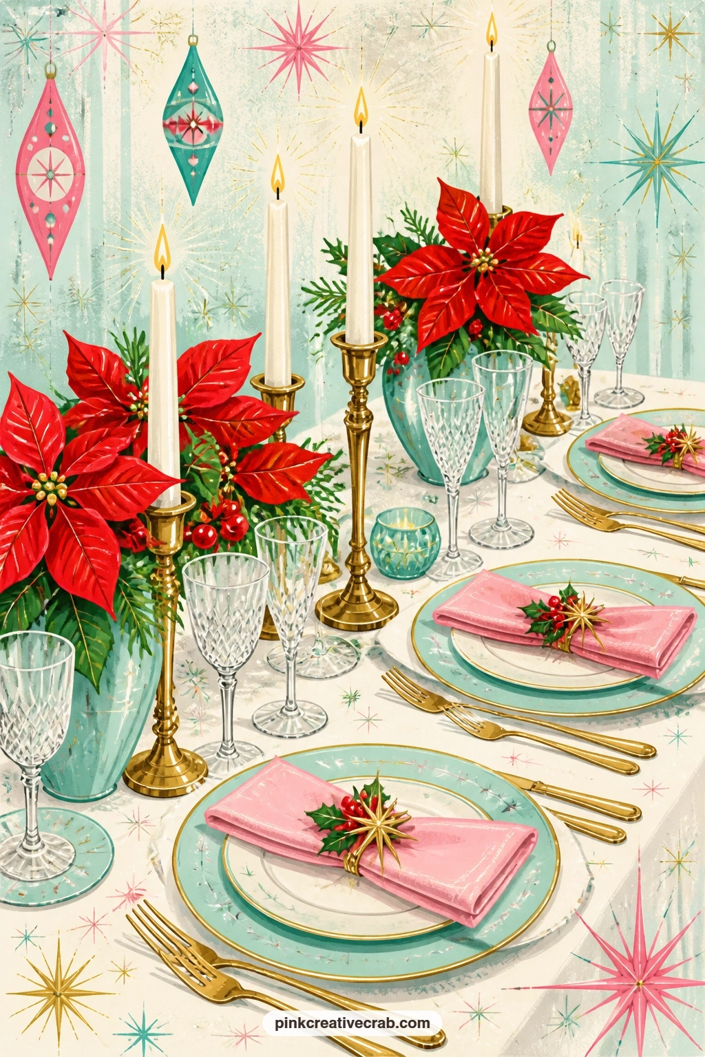 Candlelit Table Setting printable page — Place this page beside the punch bowl spread earlier in the journal so a reader can flip between the drinks table and