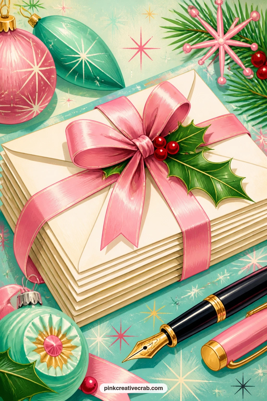 Invitation Envelopes In Ribbon printable page — A small pile of blank party invitation envelopes sits tied together with satin ribbon, waiting to be addressed