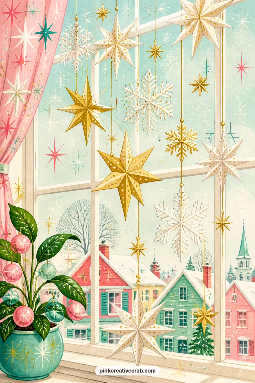 Paper Star Mobile In Window printable page — Pair this mobile with a short window themed entry below it, something like the quiet of a snowy afternoon at home