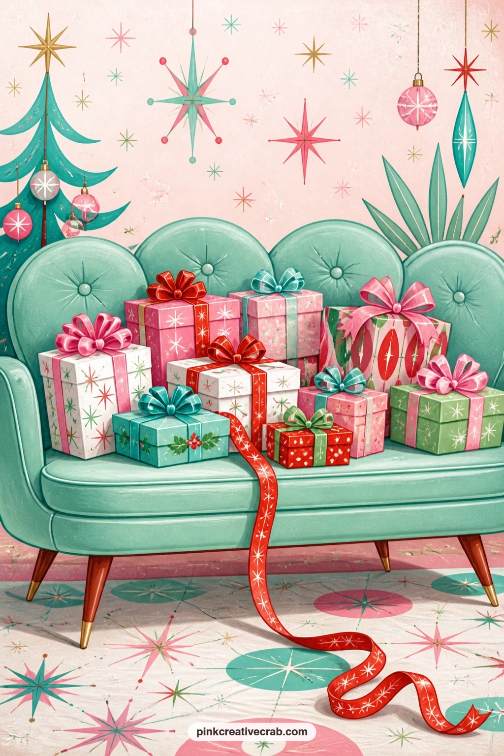 Tufted Sofa With Wrapped Gifts printable page — Writers putting together a gift journal for a sister or a friend should use this page early on, right where the
