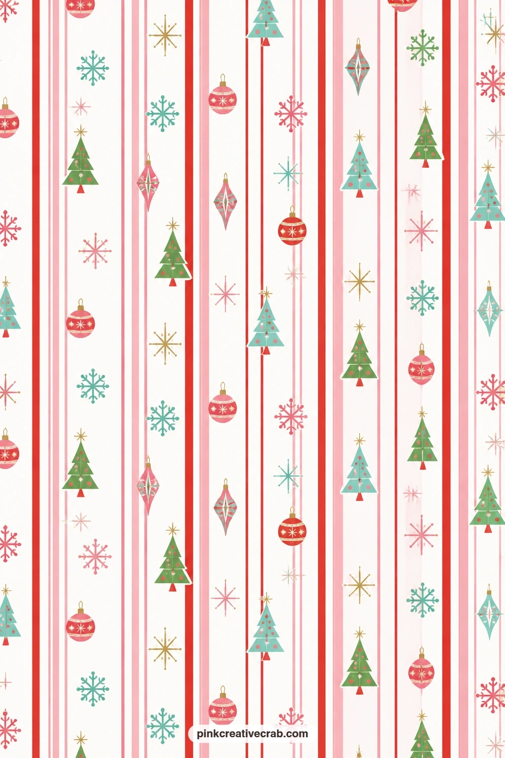 Varied Width Stripe Paper printable page — Pink and red stripes of different widths line up on white for a lively wrapping paper on a small gift box or a