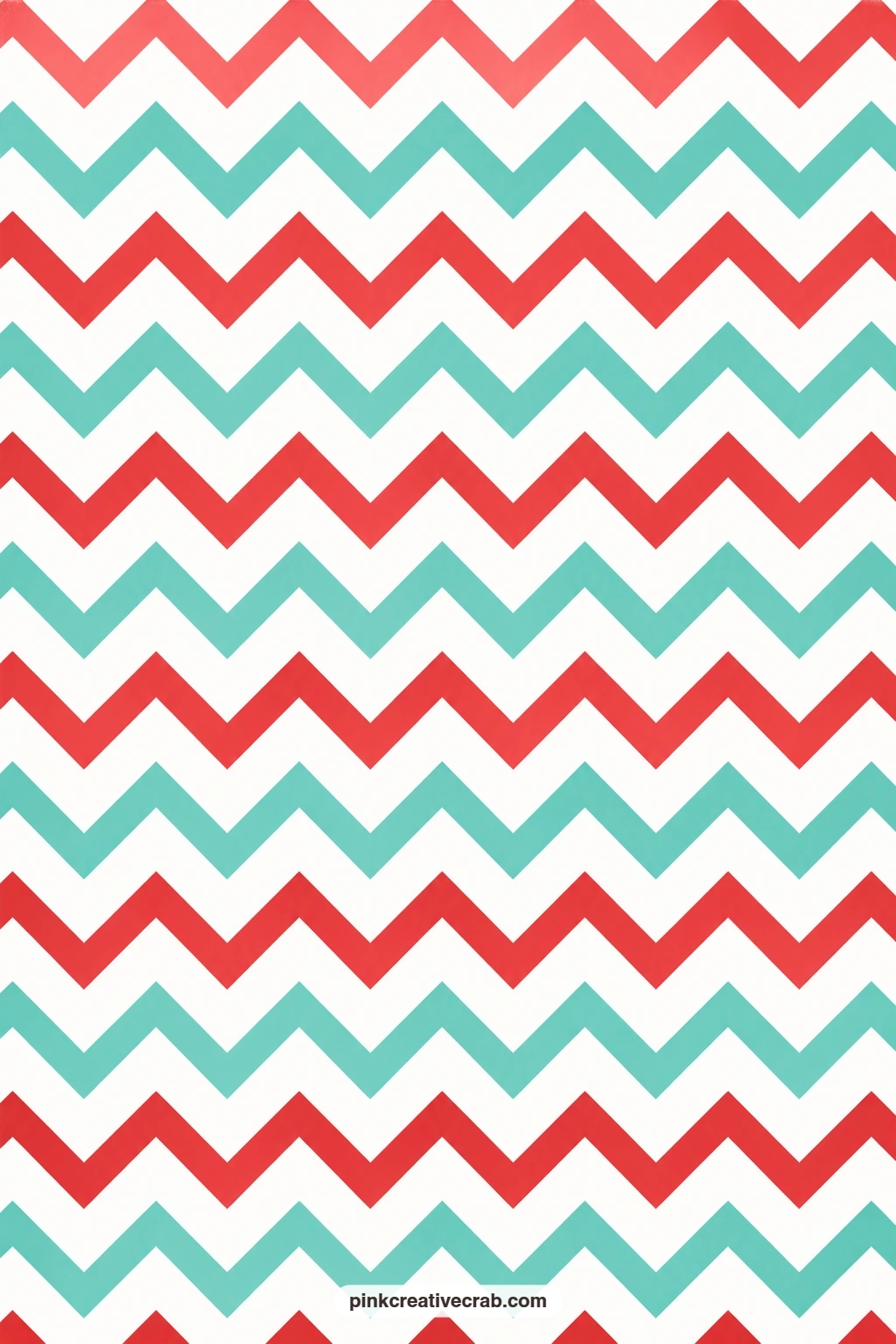 Chevron Zigzag Paper printable page — Red and aqua chevrons zigzag across white, a crisp folio cover or a card mat behind a cut out starburst sticker. Retro