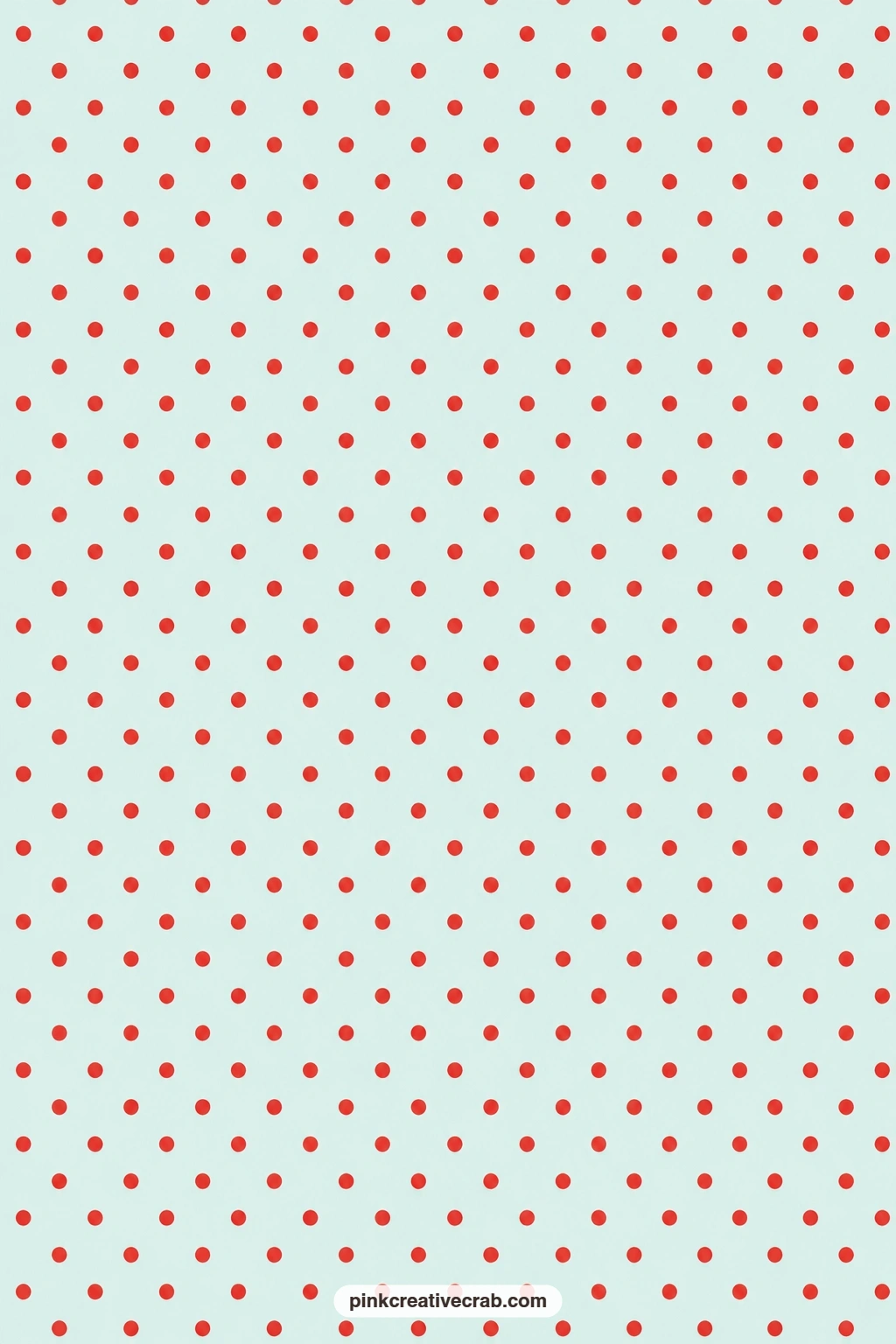 Polka Dot Aqua Paper printable page — Cherry red polka dots sit evenly on pale aqua, a simple journal page base under a photo corner or a small tag. Retro