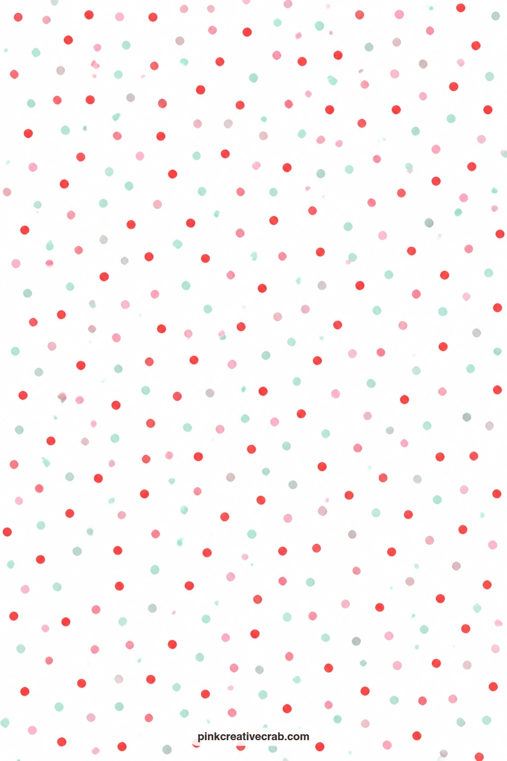 Confetti Dot Paper printable page — Mint, pink and red dots scatter across white in a loose confetti mix, well matched with the Polka Dot Aqua Paper for a two