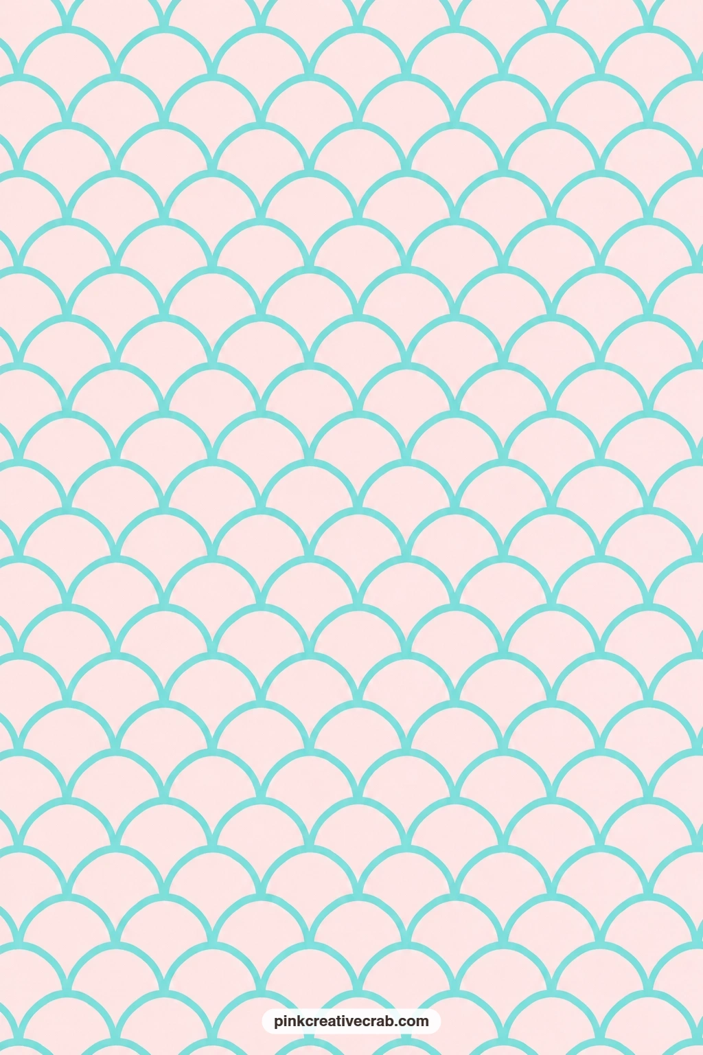 Scallop Border Paper printable page — Aqua scallops repeat across pale pink in soft rows, a quiet book cover base that pairs well with the Scalloped Dot Paper.