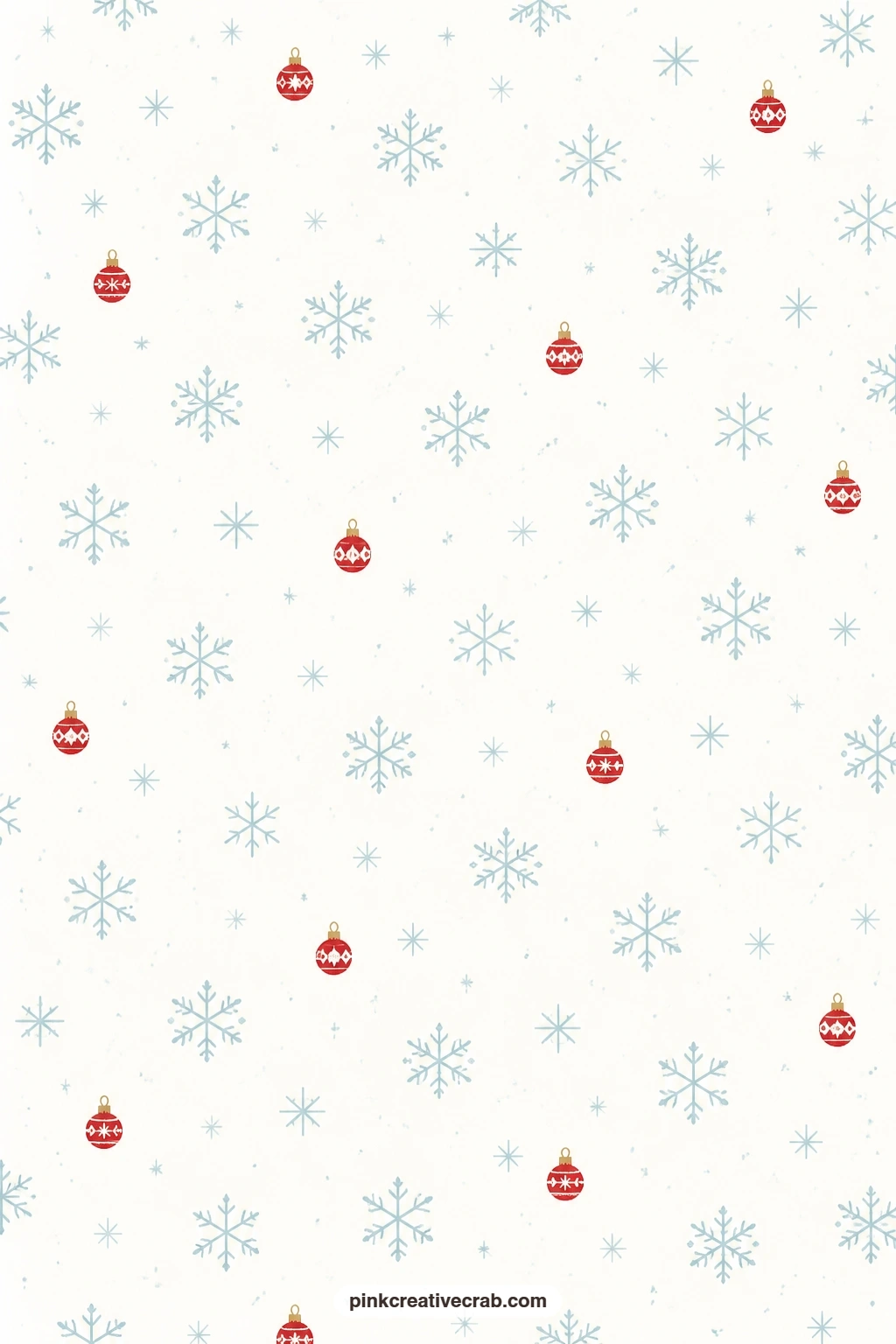 Faint Snowflake Baubles Paper printable page — Pair this with the Tiny Silver Stars Paper for a two-sheet winter set, or use it alone as a card mat behind a
