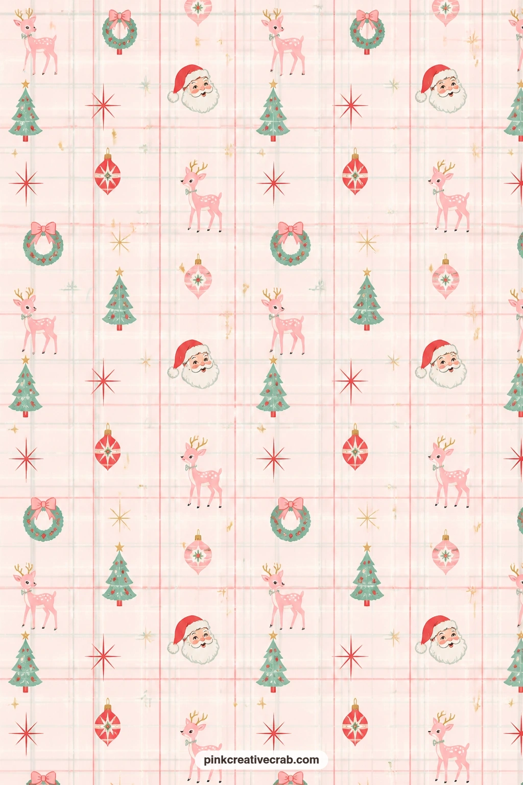 Red and Mint Plaid Paper printable page — A confident choice for a card mat under a cozy scene, the faint plaid lines working well with ideas from Christmas