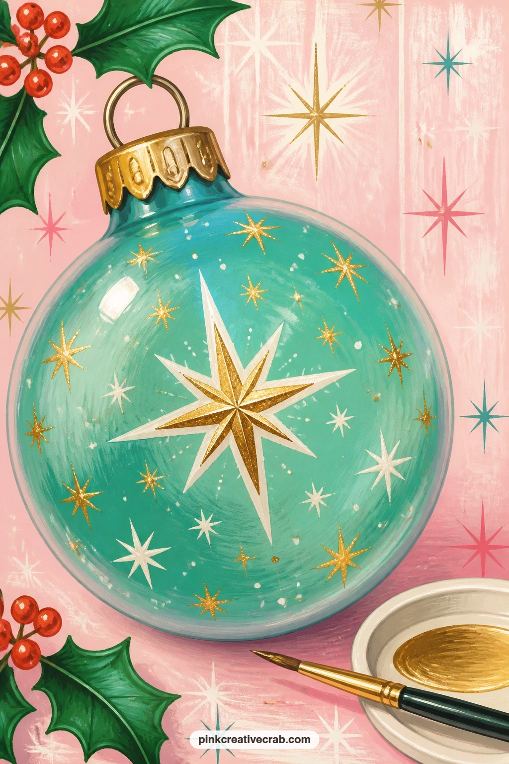 Hand Painted Stencil Star Ornament printable page — If you want this page to work as a keepsake rather than a scrapbook filler, glue a small photo corner to