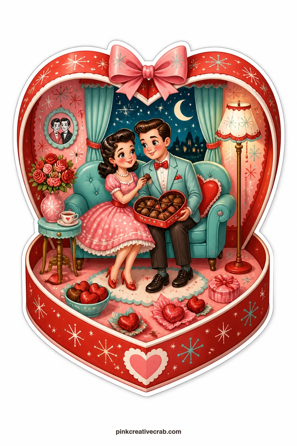 The Heart Candy Box printable page — Imagine a card for a sister or best friend who still keeps the ribbon off every valentine chocolate box she has ever