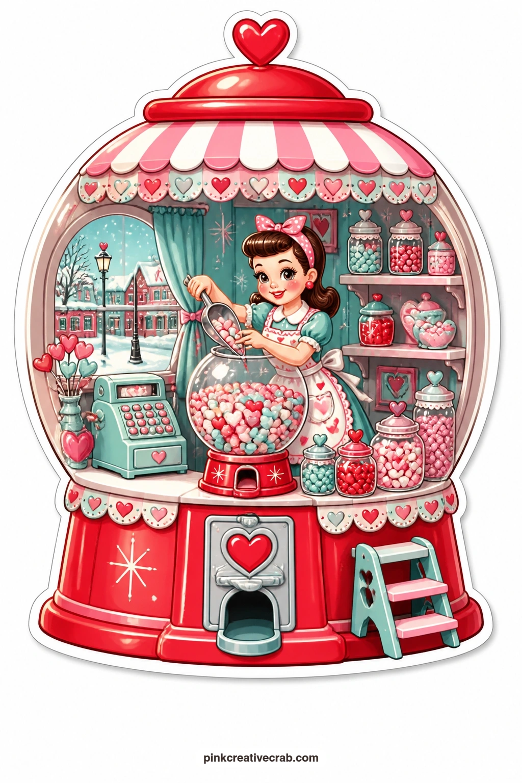 The Candy Hearts Gumball Machine printable page — Pair this gumball machine with the flower shop box for two cards that read like a little matched set, one for