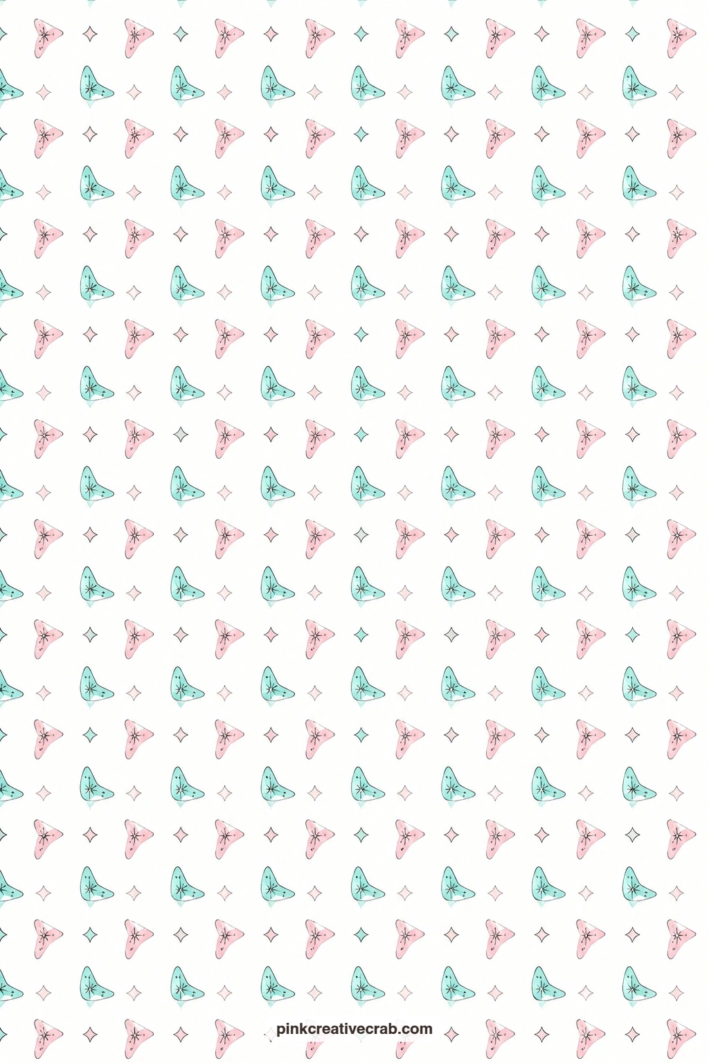 Boomerang Diamond Paper printable page — Good as a wrap for a small gift box, the aqua and pink combination reads cheerful without needing a bow to finish it.