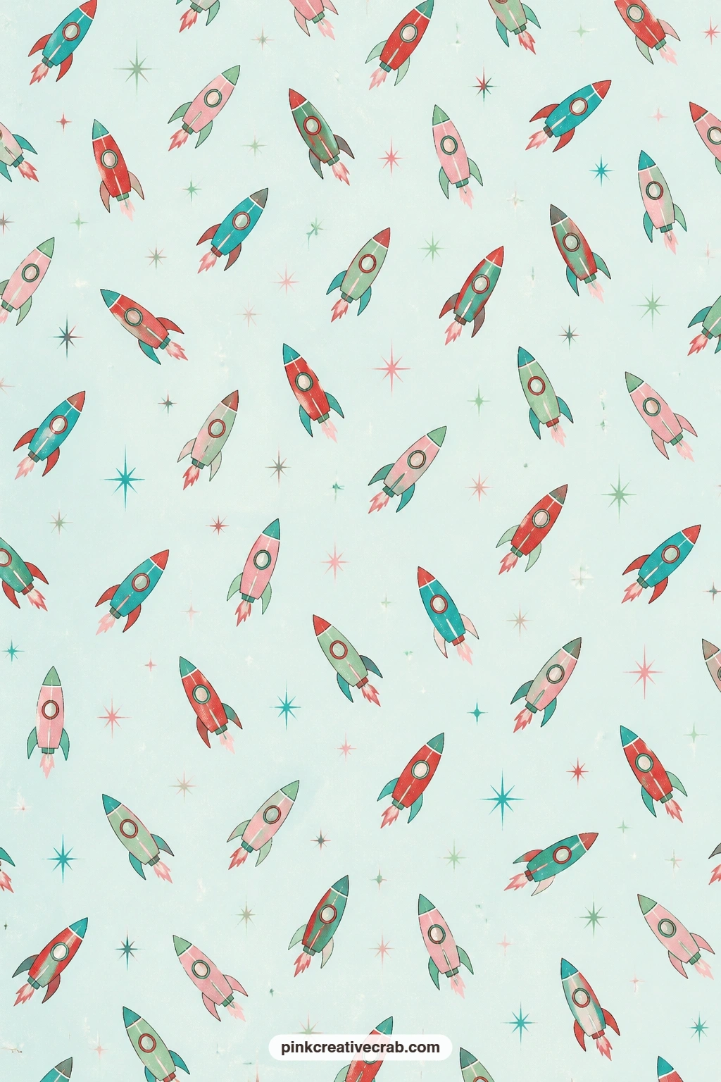 Tiny Rocket Sparkle Paper printable page — Works as a card mat behind a birthday greeting, the tiny rockets and sparkles suit a child's handmade card nicely.