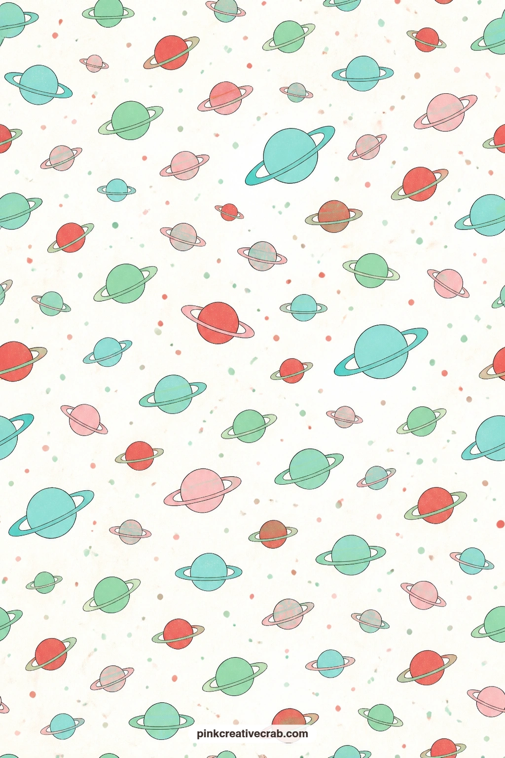 Ringed Planet Paper printable page — Set this as the base of a folio cover, the ringed planets and small dots keep the page interesting under a plain title