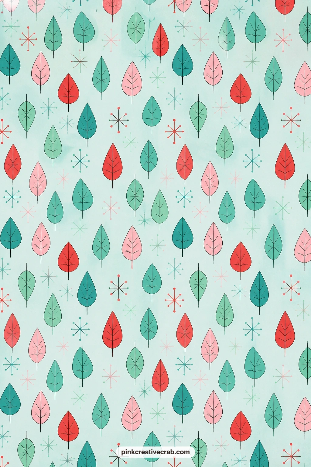 Mid-Century Leaf Paper printable page — Works as a journal page base for pressed flowers or botanical cutouts, the abstract leaf shapes keep a soft nature