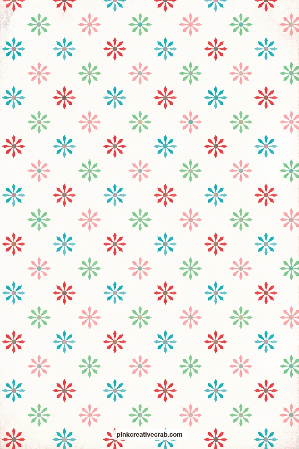 Atomic Flower Dot Paper printable page — Pairs with Mid-Century Leaf Paper for a softer corner of the set, each flower has a small dot center for extra detail.