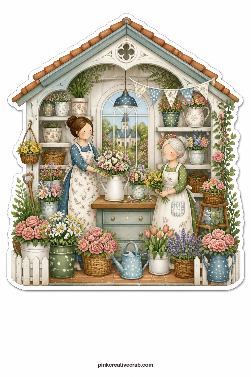 The Vicarage Flower Hall printable page. House diorama