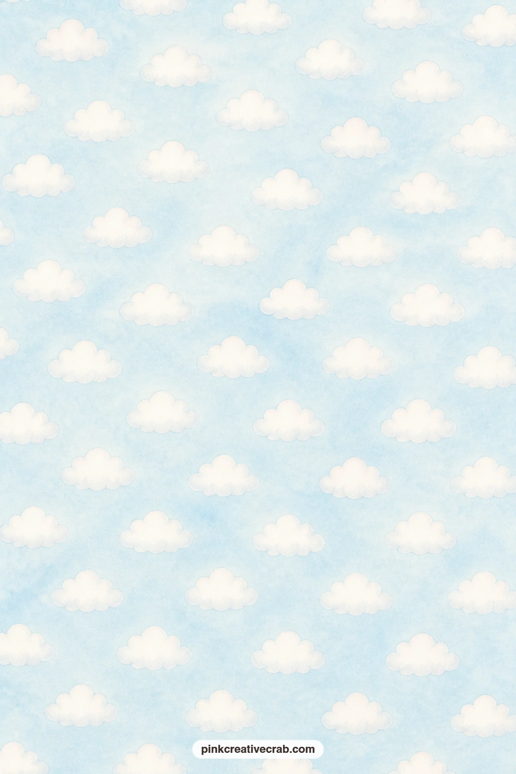 Sky Cloud Wash Paper printable page — Soft white clouds drift over a pale sky blue ground, a gentle pick for a travel page or any spread that wants a little