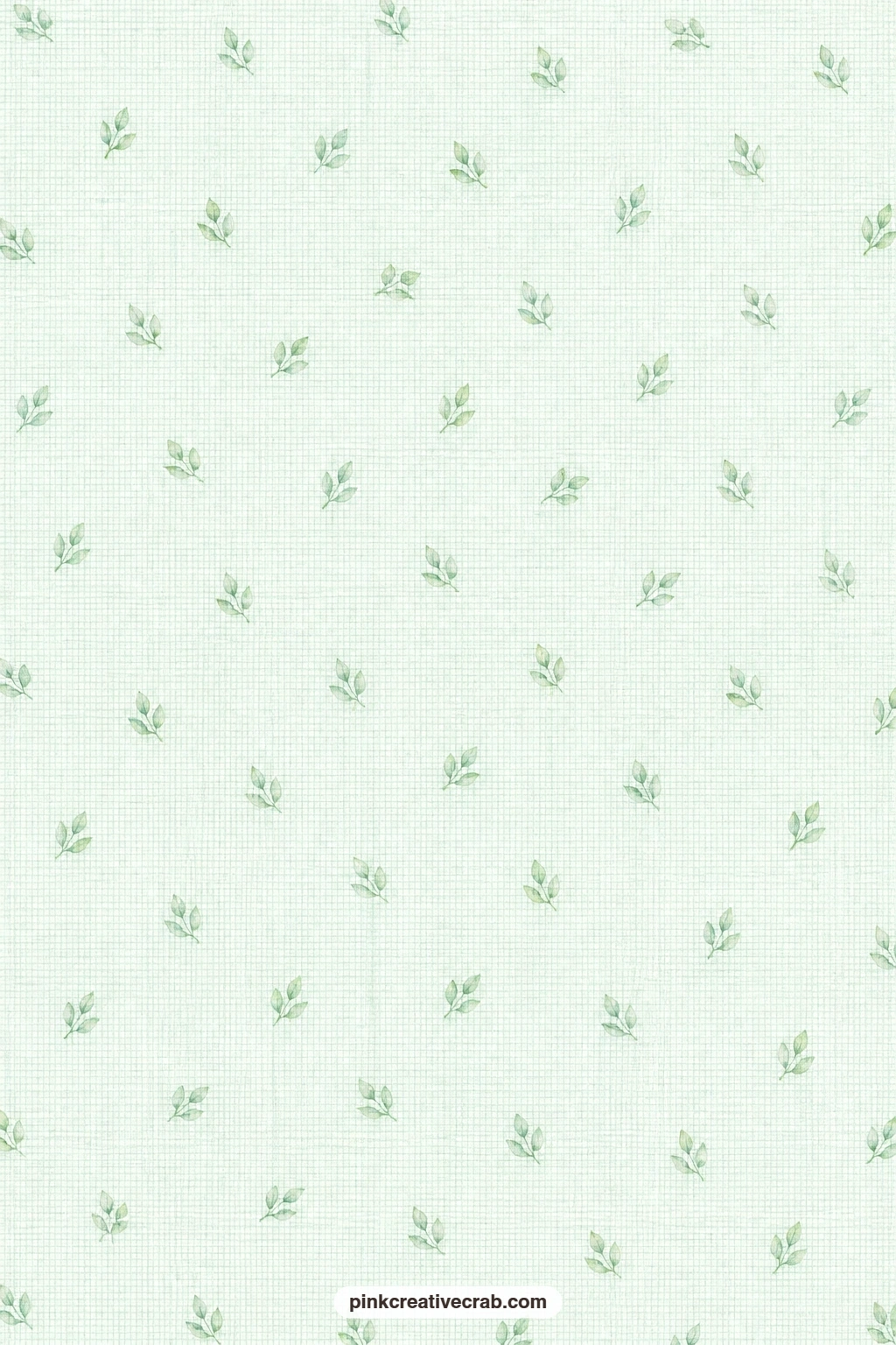 Mint Linen Leaf Paper printable page — A pale mint linen weave carries a few scattered leaves, a steady base for a nature-themed journal page under a pressed