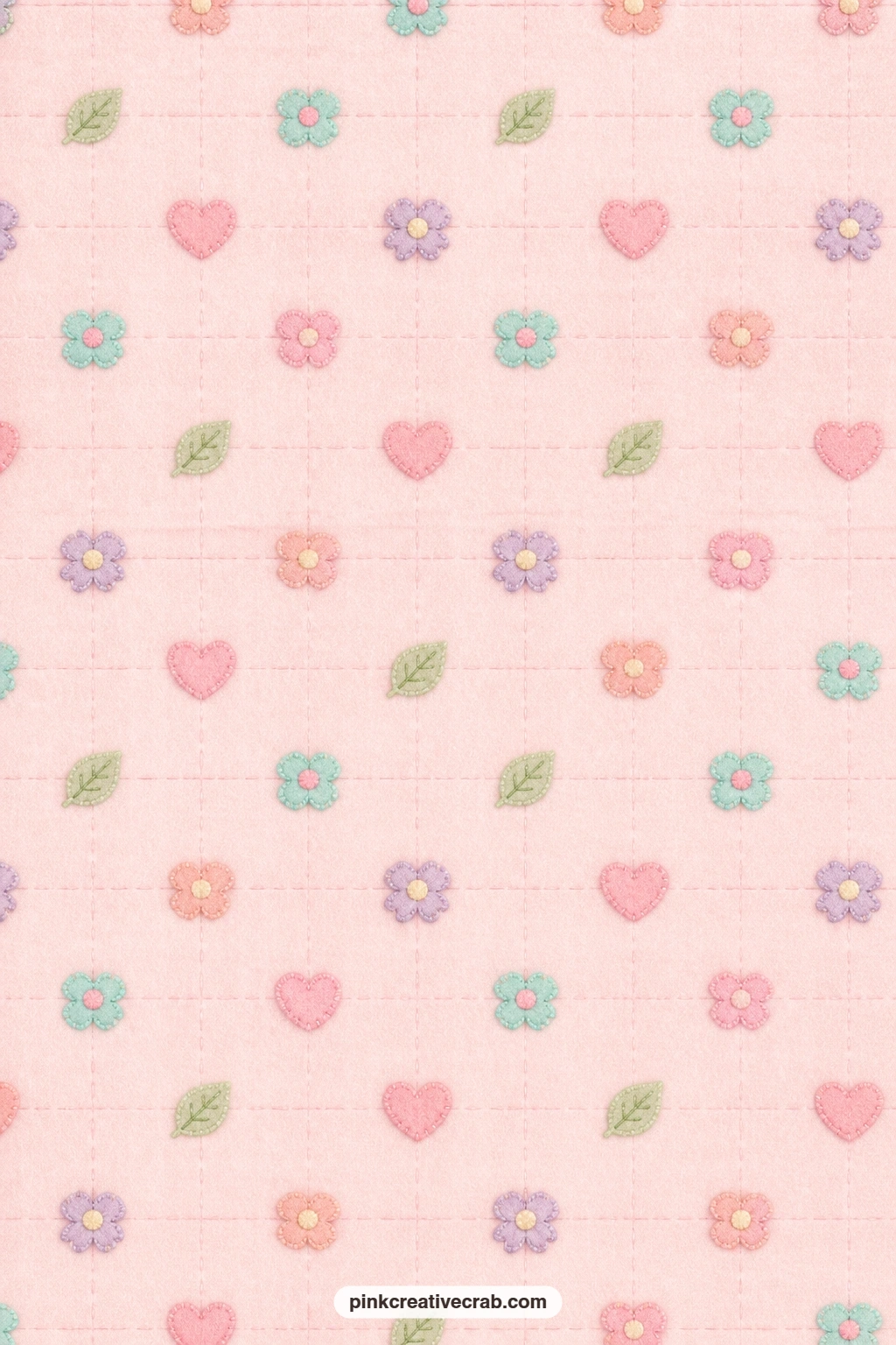 Blush Felt Stitch Paper printable page — A pale blush felt texture carries faint stitching lines in a grid, a soft close for a journal cover or the back of a