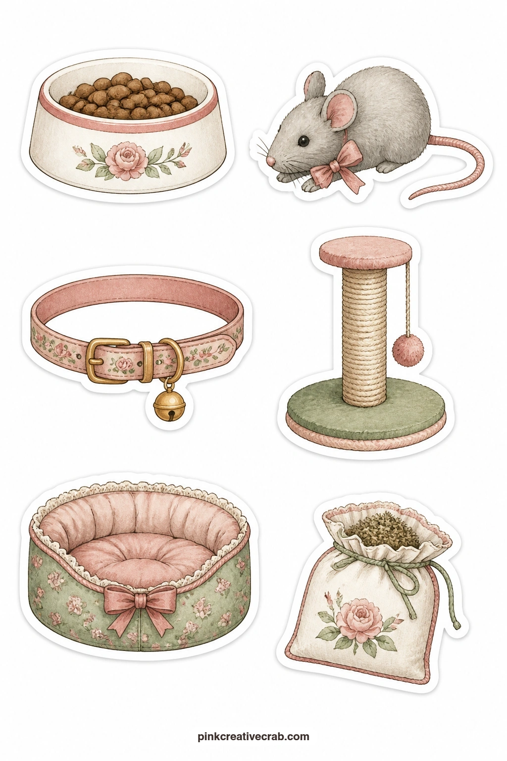 Cat Things Stickers printable page. Vintage cat stickers