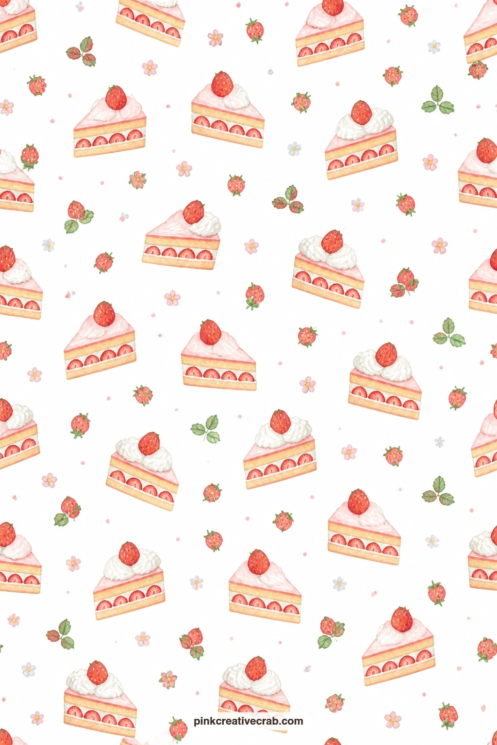 Strawberry Shortcake Toss Paper printable page — Little shortcake slices tumble across white, good for a summer dessert page or tucked behind a photo of a