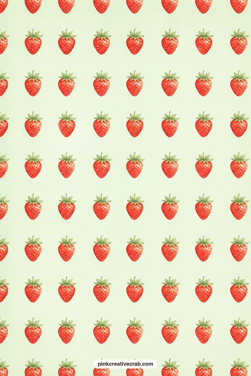 Strawberry Grid Paper printable page — Strawberries line up in a neat grid on pale mint, giving a calmer, more orderly sheet for mounting a square photo or a