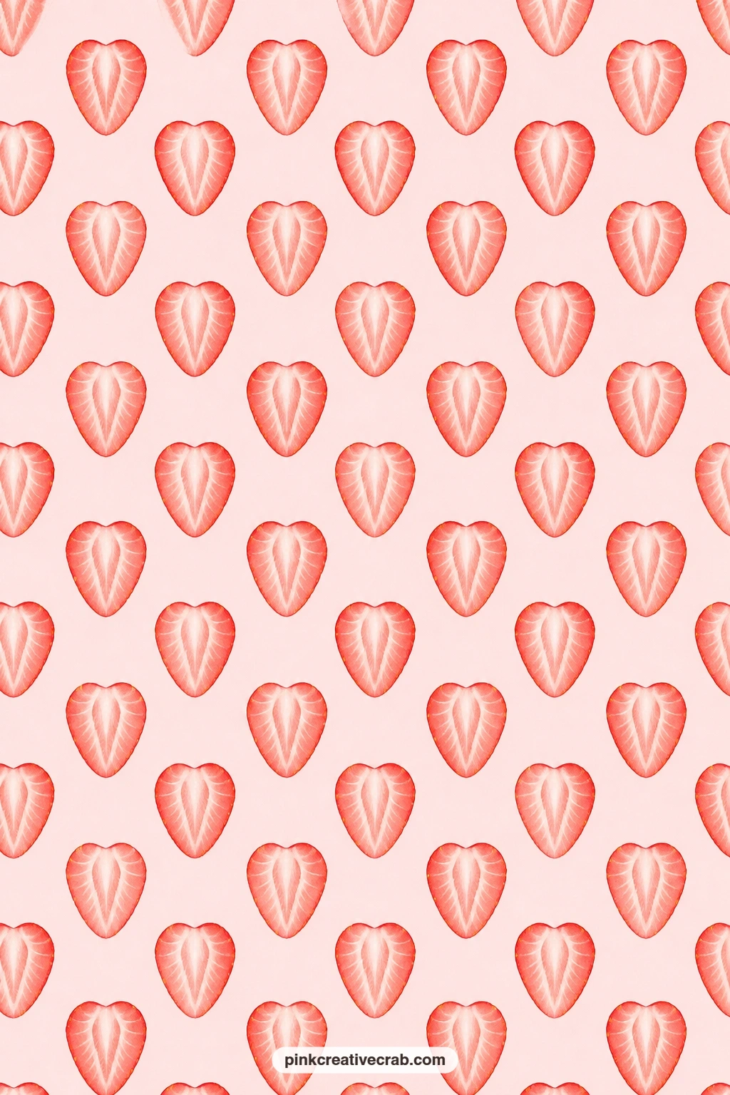 Strawberry Slice Paper printable page — Cross cut strawberry slices show their seeds clearly on blush, an unusual texture choice for lining an envelope or
