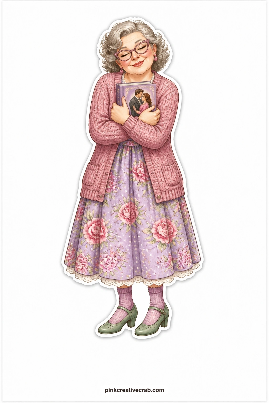 The Romance Novel Hug printable page — This one belongs to every reader who has ever hugged a paperback to her chest after a good ending: cat eye glasses, a