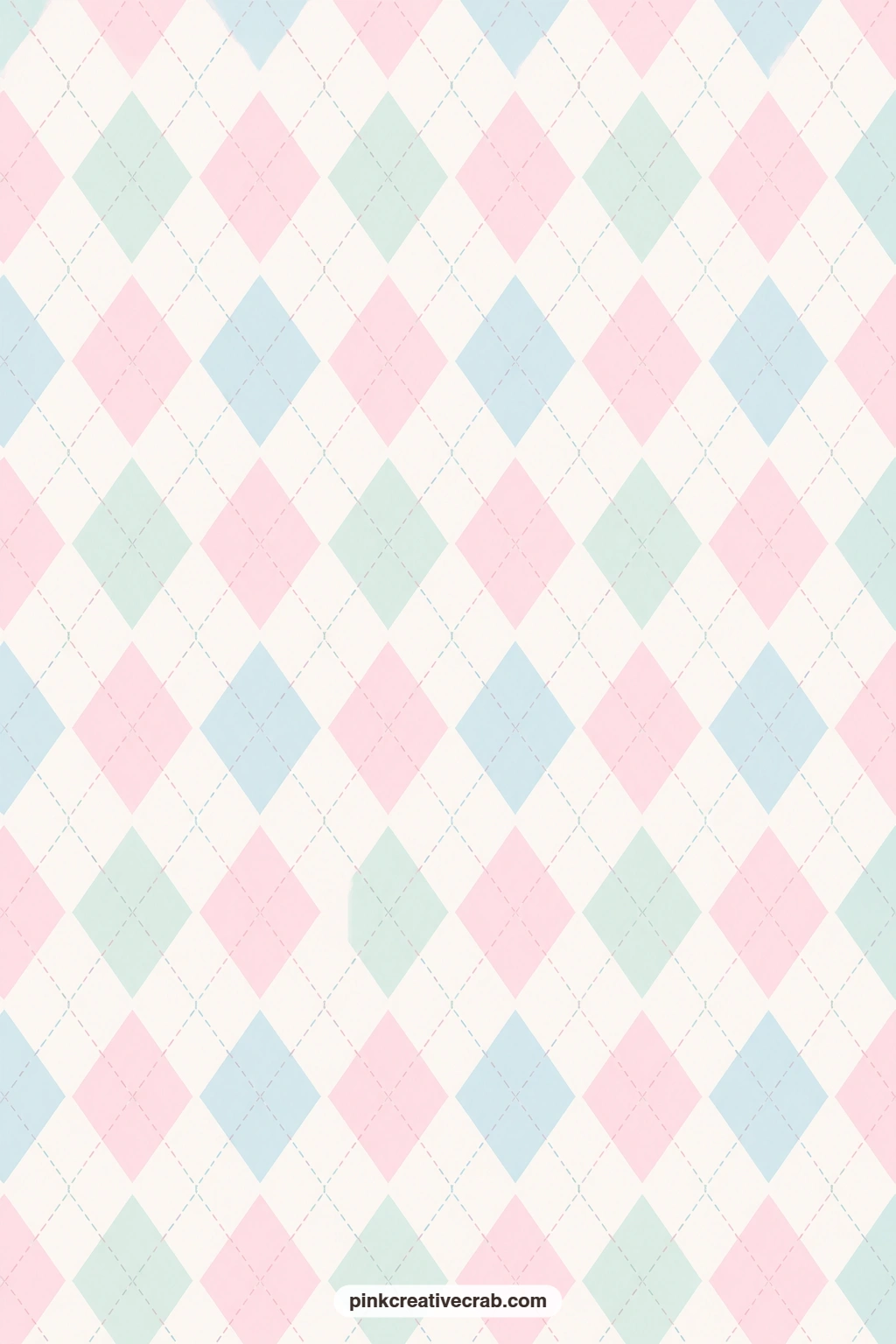 Pastel Argyle Paper printable page — Pink, blue and mint argyle wraps a small gift with a preppy feel, the diamond grid giving more structure than a plain