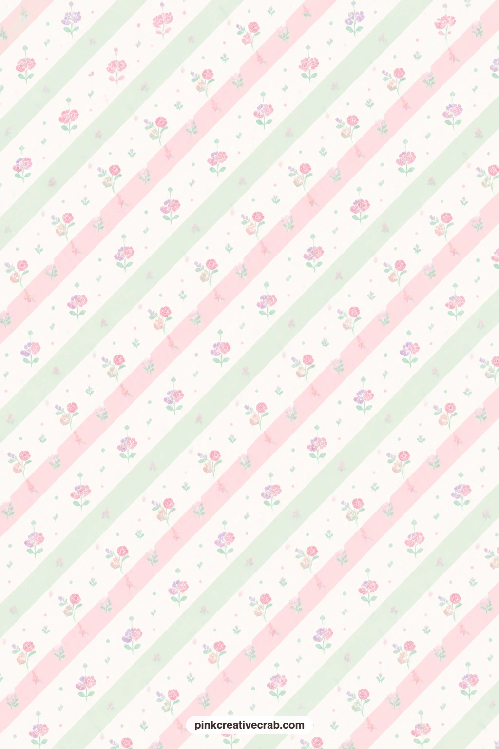 Diagonal Stripe Paper printable page — Mint and pink diagonal stripes wrap a small gift box at an angle, giving the parcel a bit more motion than a straight