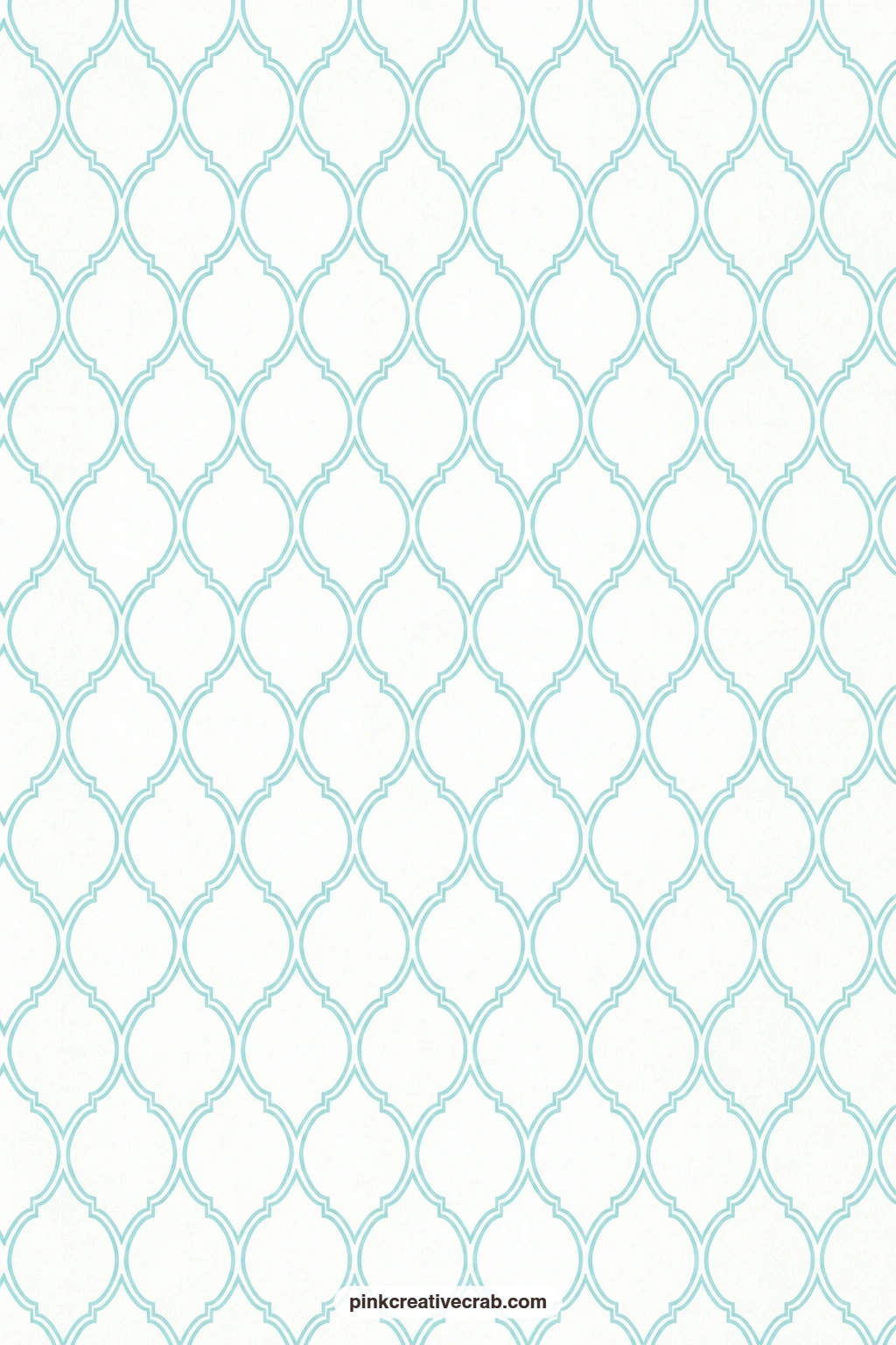 Aqua Moroccan Ogee Paper printable page — Aqua Moroccan tile ogee on white lines an envelope with a bit more pattern weight, pairing well with the plainer