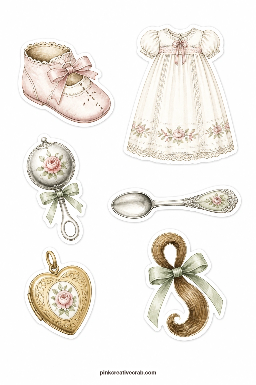 Baby Keepsake Stickers printable page — Marking a christening or a first birthday calls for the quiet little objects that usually live in a drawer: a baby
