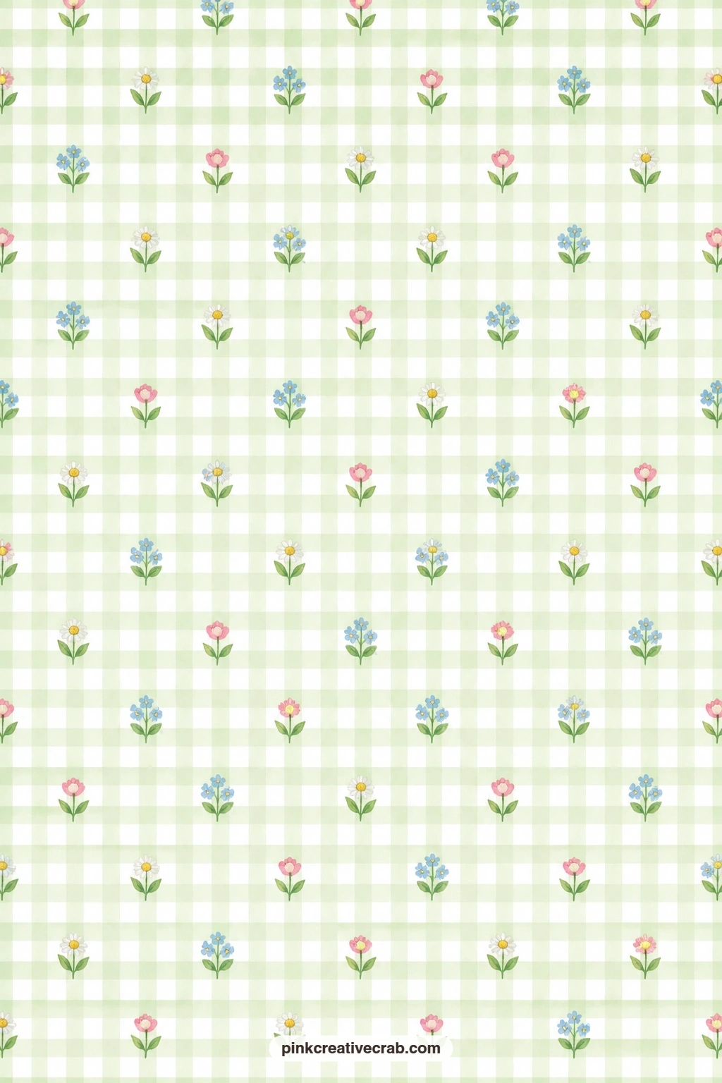 Pale Green Gingham Paper printable page — Pale green and white gingham gives the set a plain base, ideal under a journal photo where the pattern should stay in