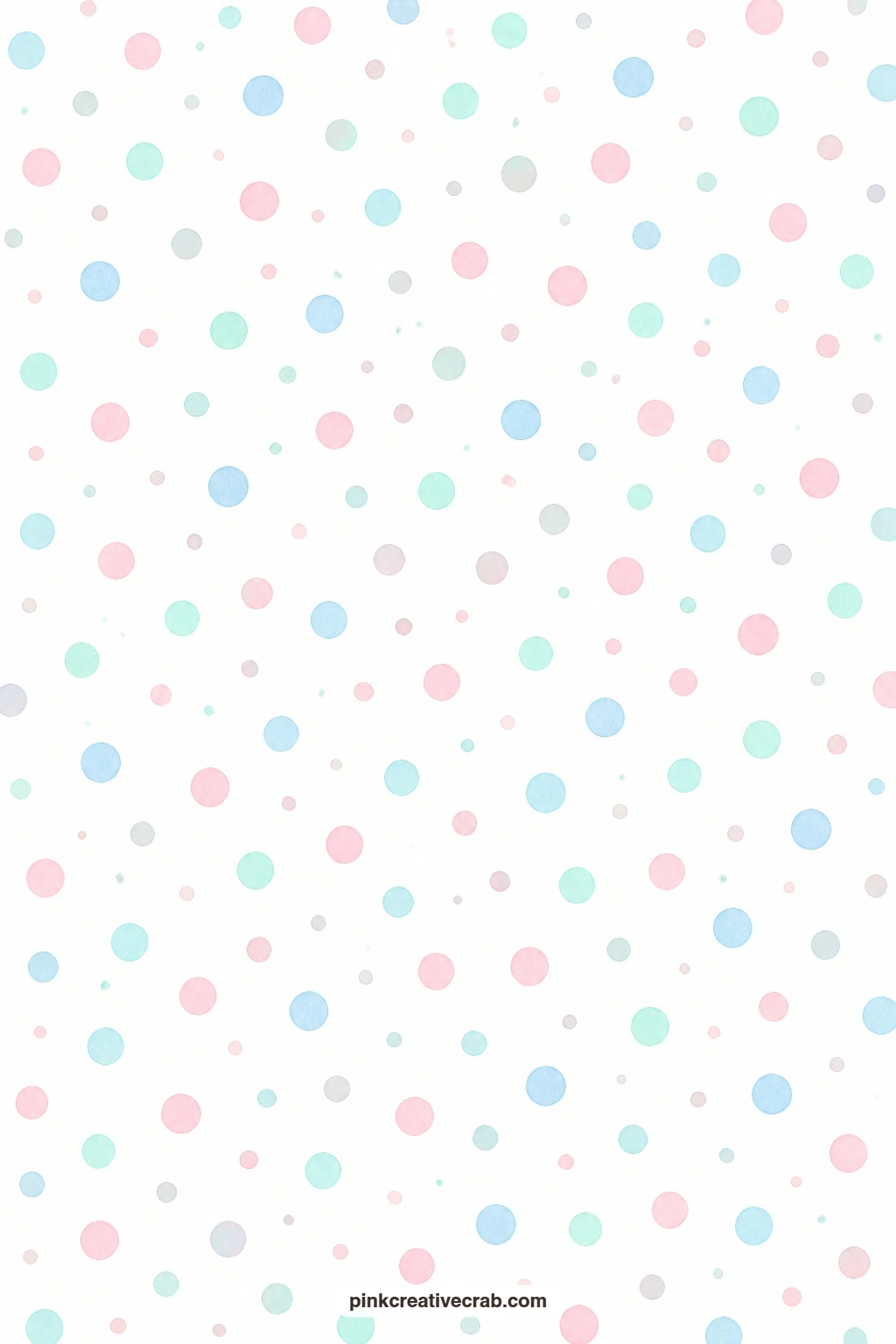 Pastel Polka Dot Paper printable page — Polka dots in pink, mint and blue scatter over white, a simple gift wrap choice when the occasion calls for something