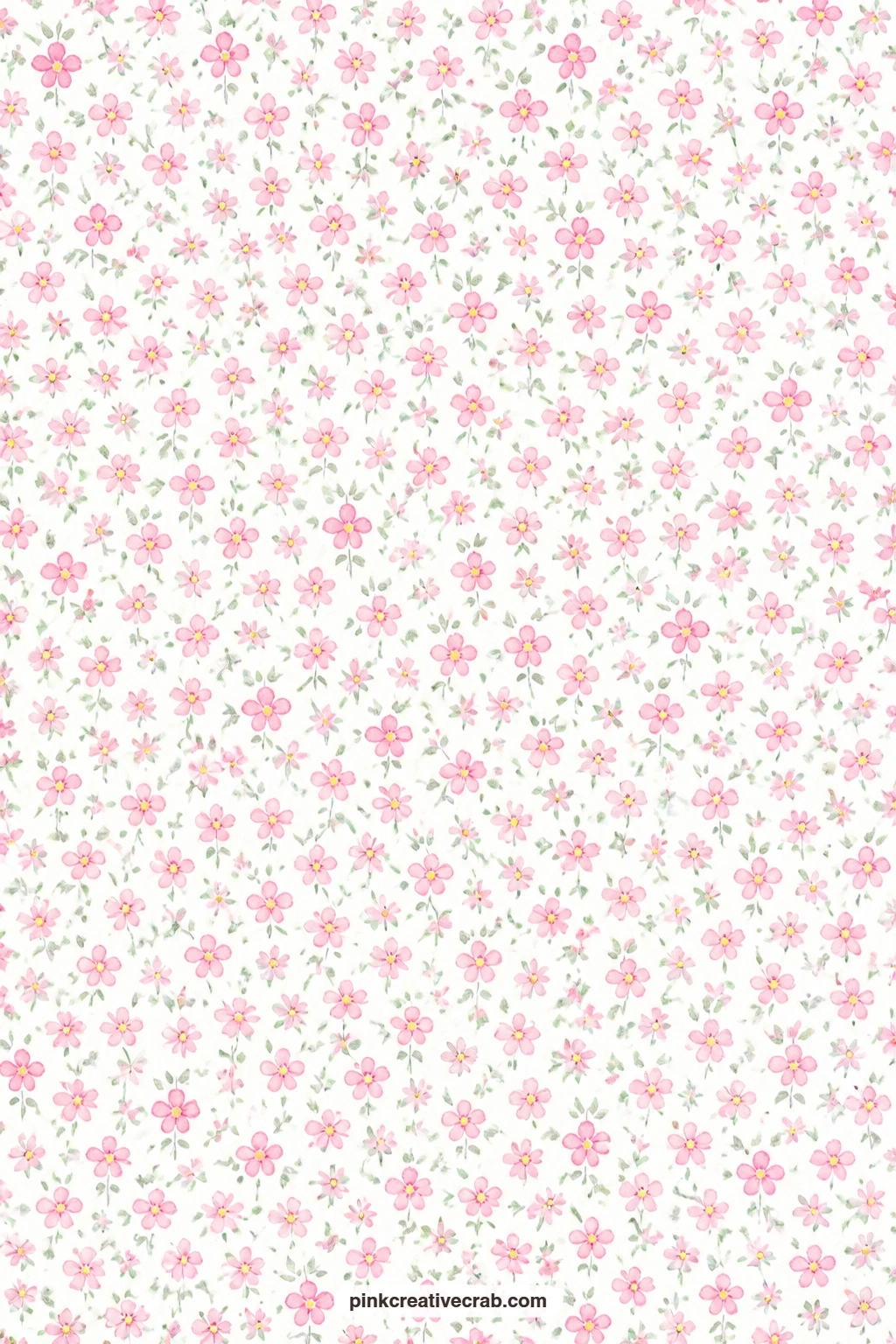 Primrose Ditsy Paper printable page — A soft pink primrose ditsy print covers white in small repeats, a gentle base behind a photo corner or a pressed flower