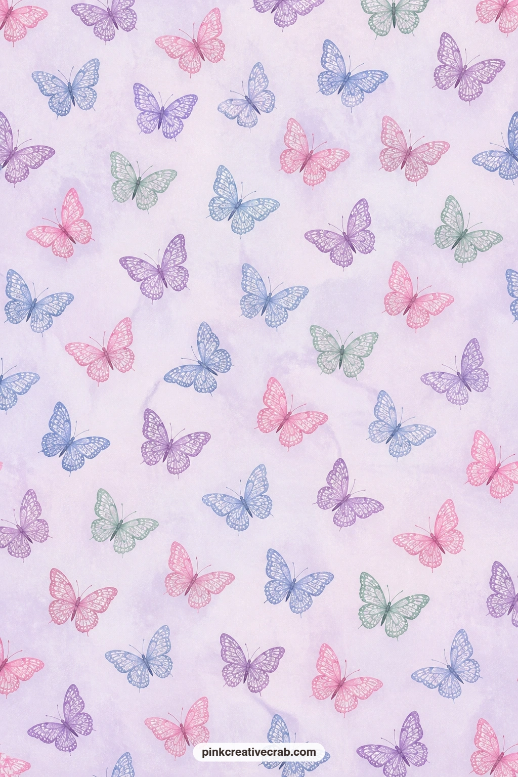 Lace Wing Butterfly Paper printable page — Butterflies with lace-patterned wings drift over a pale lilac ground, a delicate card mat behind a cut paper egg or