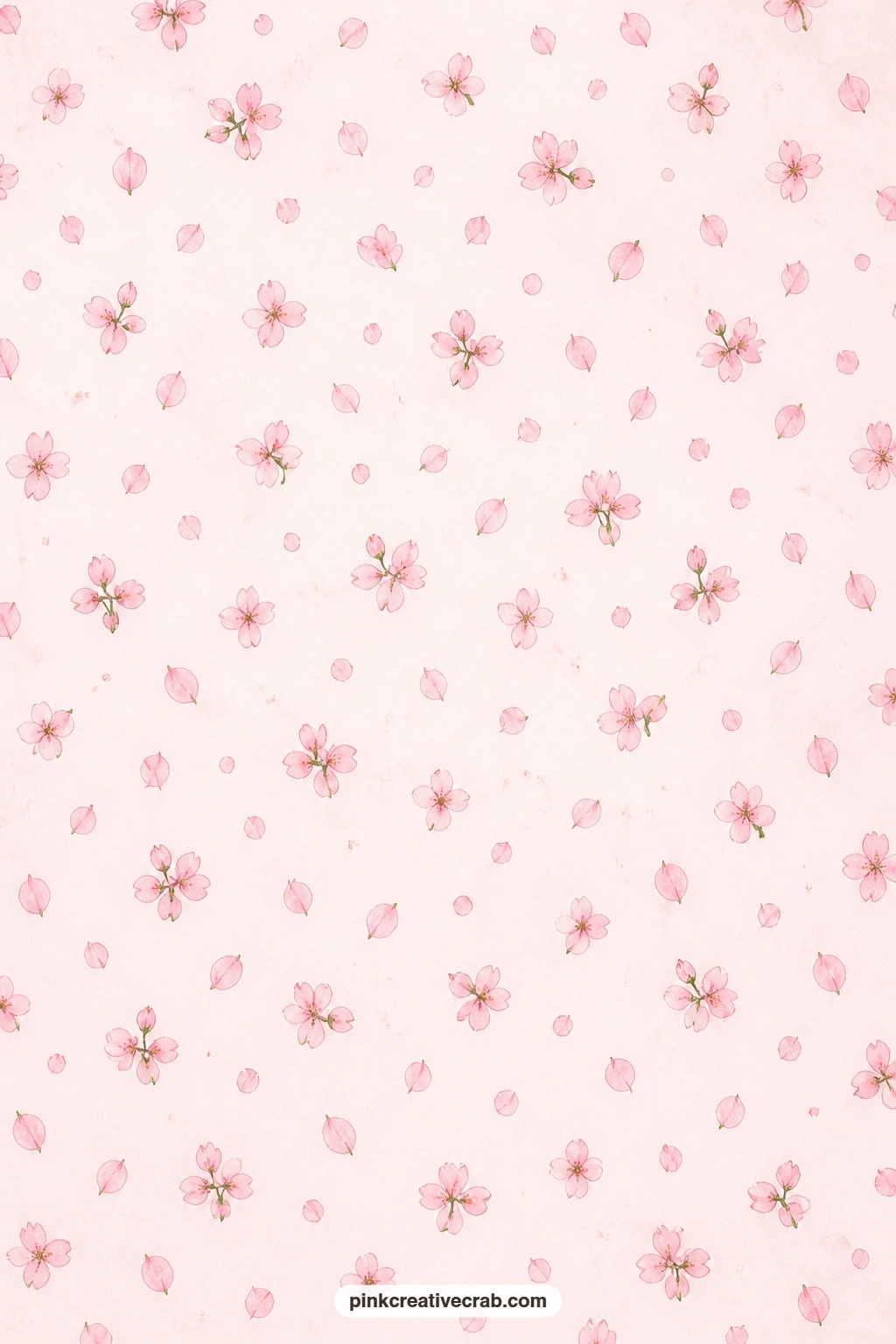 Cherry Blossom Drift Paper printable page — Cherry blossom petals drift across a pale blush ground, a soft wrap for a small spring gift or a book cover for a