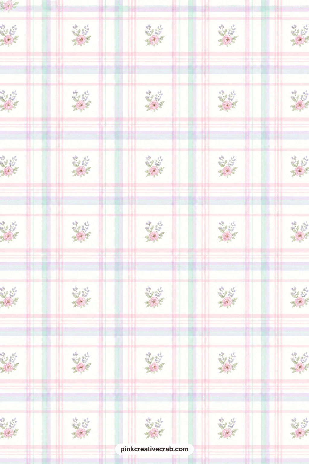 Pastel Plaid Paper printable page — A pastel plaid in pink, mint and lilac closes out the checks group, a steady base for a layered card front or a journal
