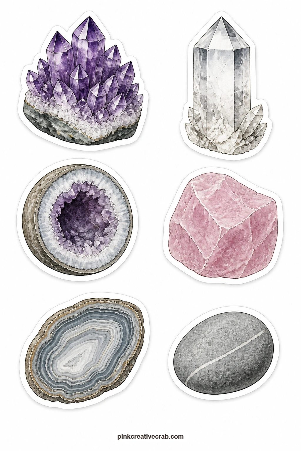 Crystal and Stone Stickers printable page — Print this sheet on sticker paper for a smooth peel, or on plain paper if you plan to glue each stone down flat
