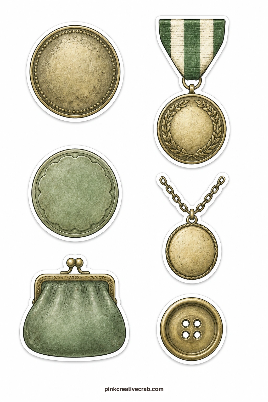 Coin and Medal Stickers printable page — Scatter one or two of these across the corner of an envelope before mailing a handmade card, since a coin or a brass